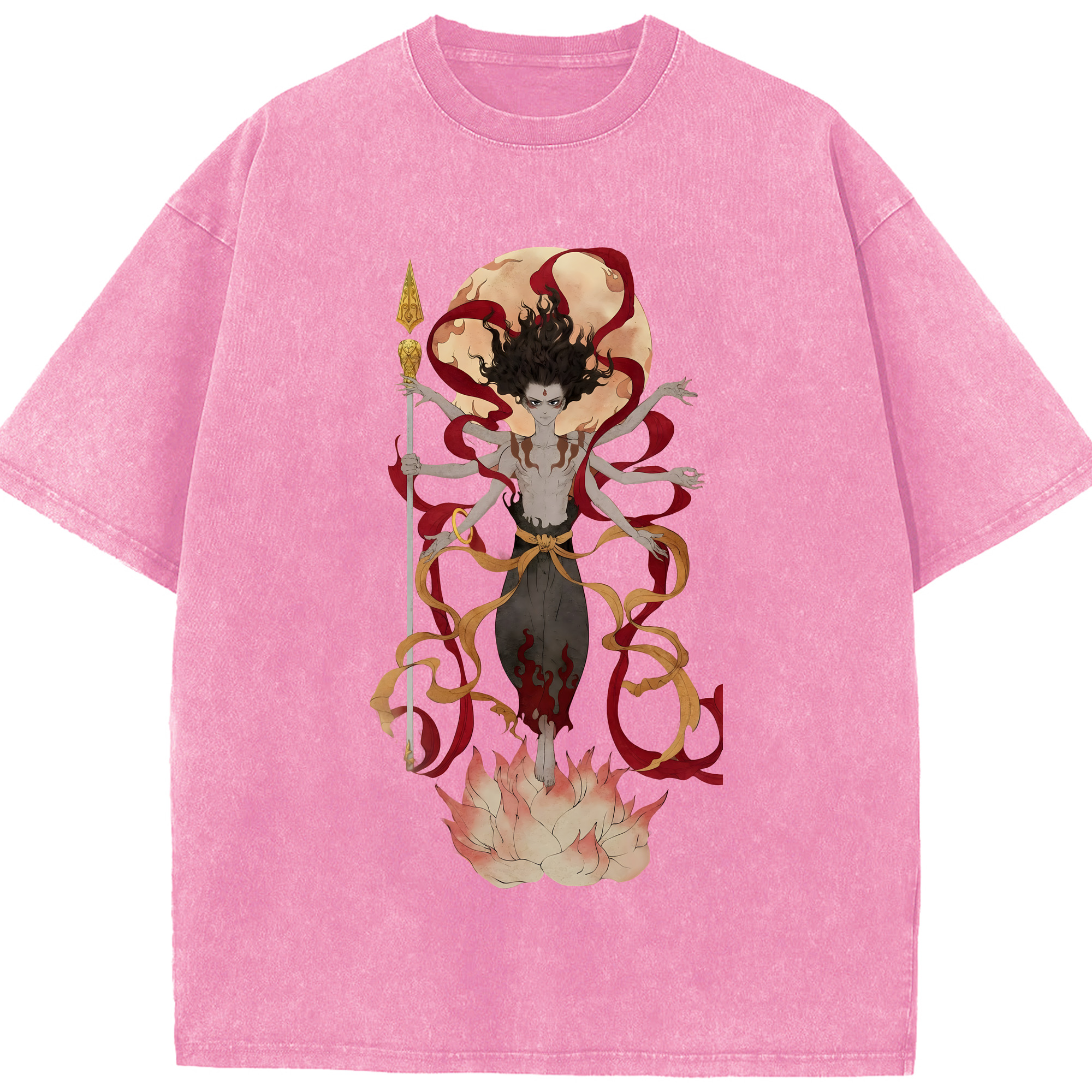 （画像用） Ne Zha 2 ナタ 魔童の大暴れ 綿100% ヴィンテージ風 半袖Tシャツ（フロントプリント）